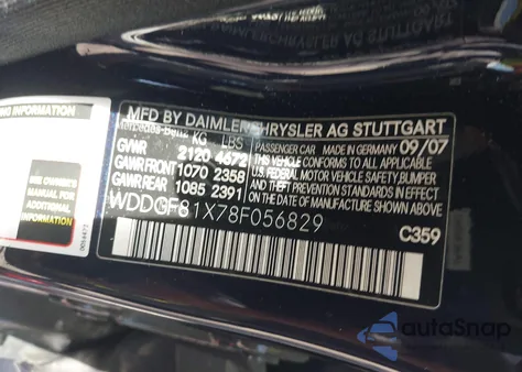 2008 Mercedes-Benz C 300 Luxury 4Matic/Sport 4Matic из США, поврежденный, VIN WDDGF81X78F056829